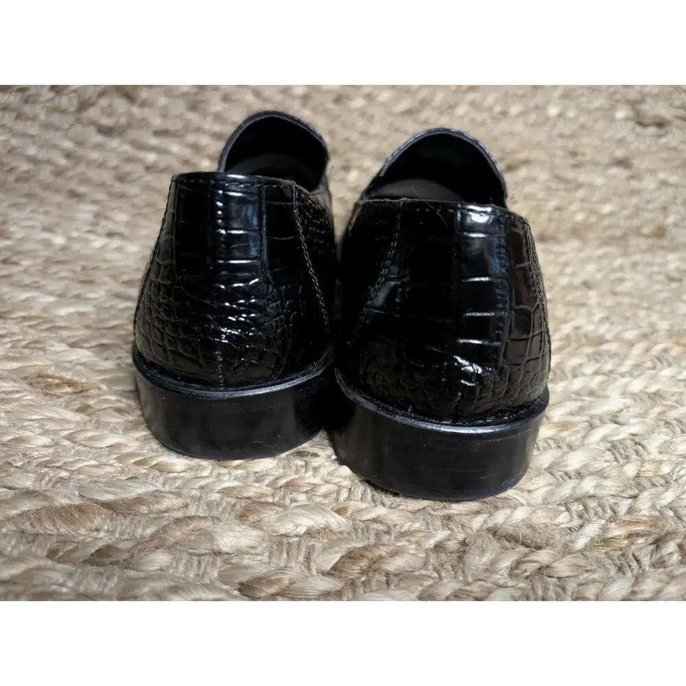 Stacy Adams Crocodile Print Leather Slip-On Black Dress Shoes Men’s 10.5 M